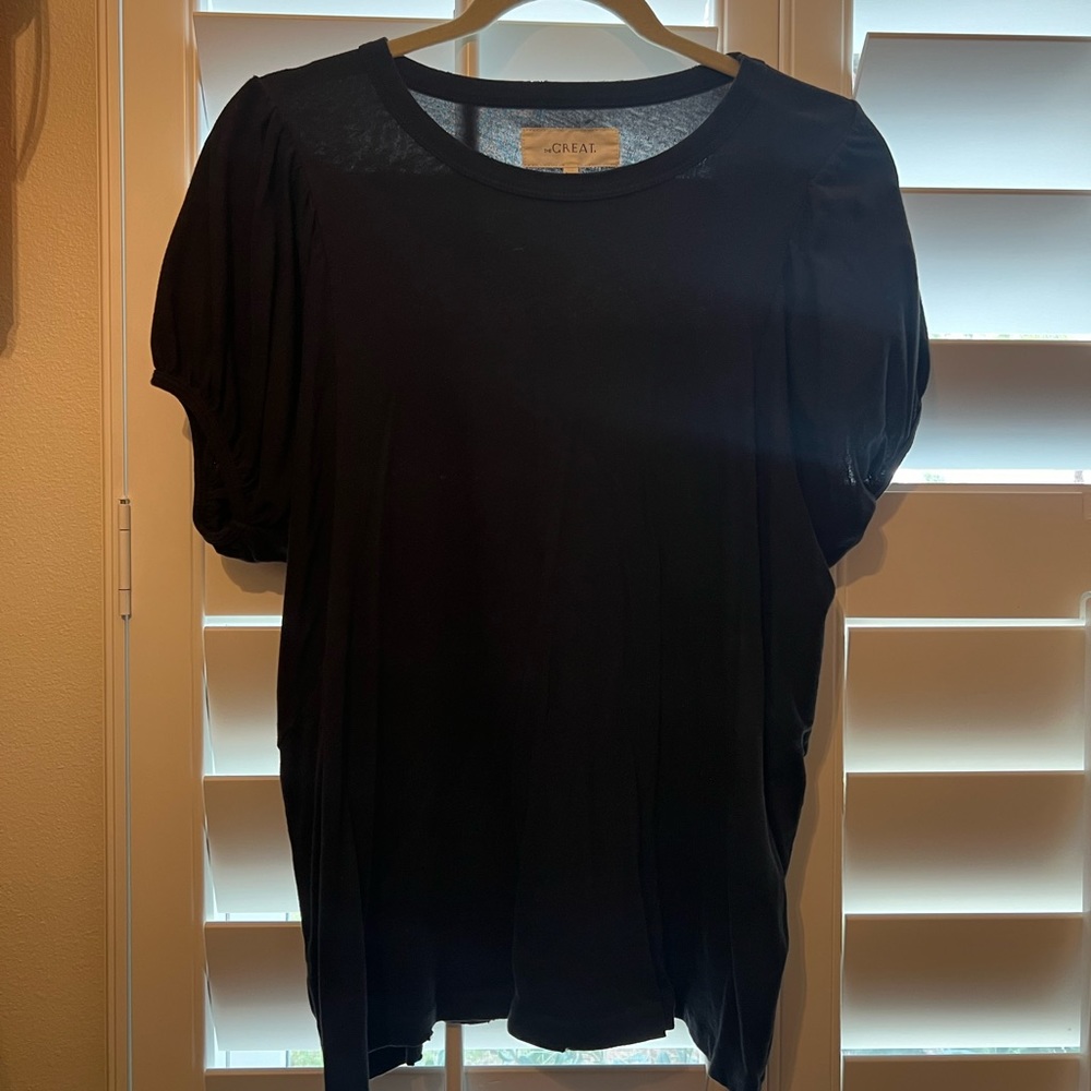 THE GREAT distressed black balloon short sleeve tee t-shirt size 1 S